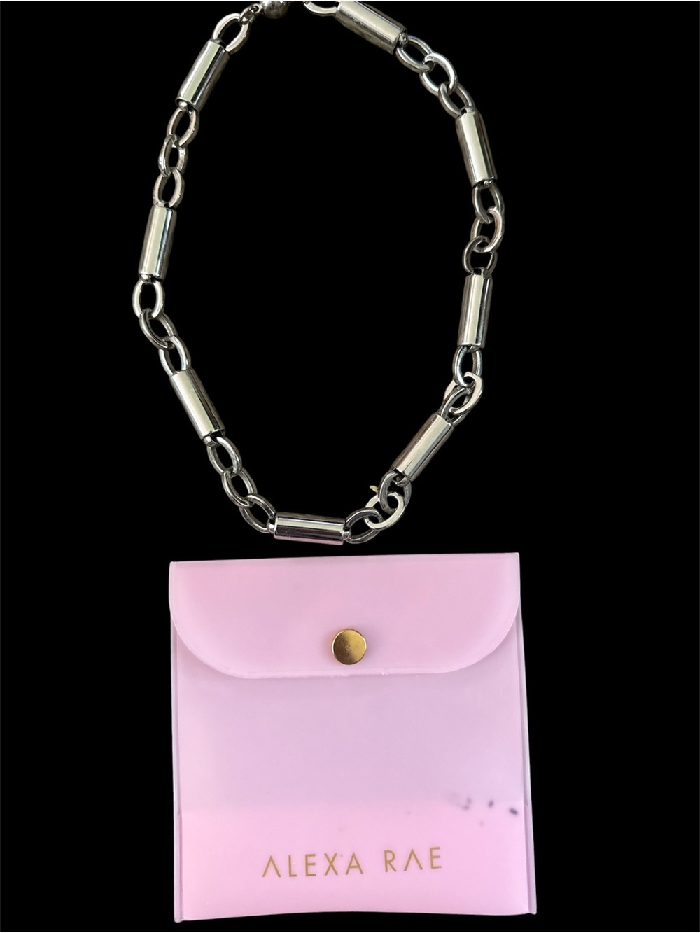 The Trixie By Alexa Rae Chain Necklace in Metalic Pearl White.